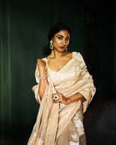 Elara Tissue Saree- Oyester Beige